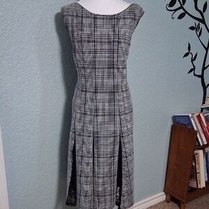 dressbarn Monochrome Plaid Midi Dress